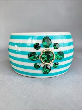 💖 Juicy Couture Green Crystal Teal Stripe Bangle 💖
